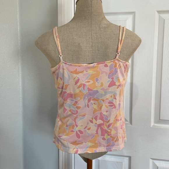 Vintage Y2K gap pink Cami cotton adjustable straps stretch shelf bra womens L - Picture 3 of 8